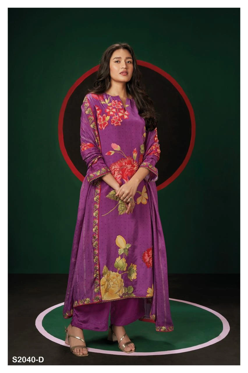 Ganga Leida 2040 Premium Pure Silk Salwar Suit Wholesale Catalog — Wholesale Salwar Suits, Ganga wholesale from Surat — view 2